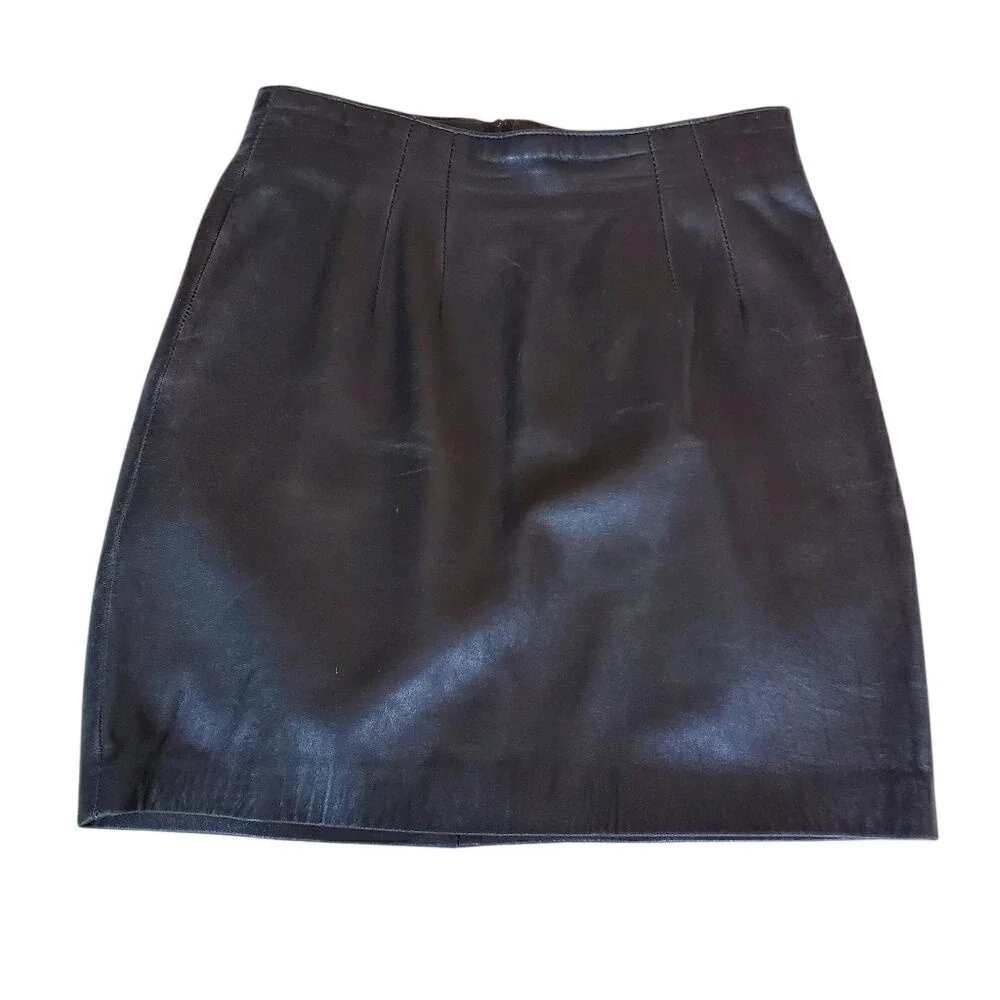 CEDARS‎ Vintage Women's Leather Skirt Size Small Black
